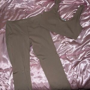 Fashion Nova Tan Crop Top and pants set